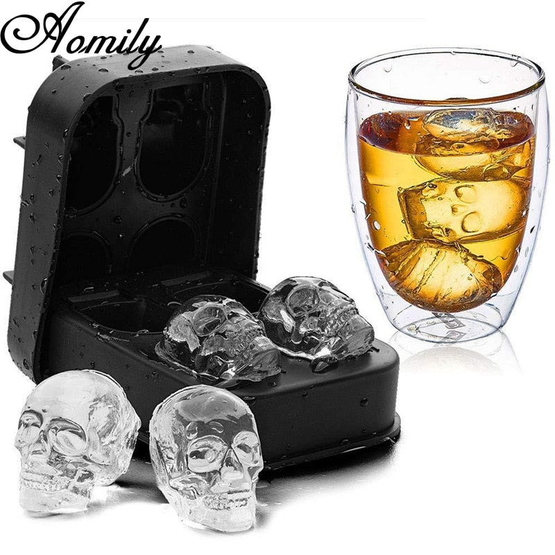 Aomily 3D Skull Shaped Silicone Chocolate Ice Lattice Soap Mould Candy Fondant Cake Mould Silicone Chocolate Cookies DIY Mold