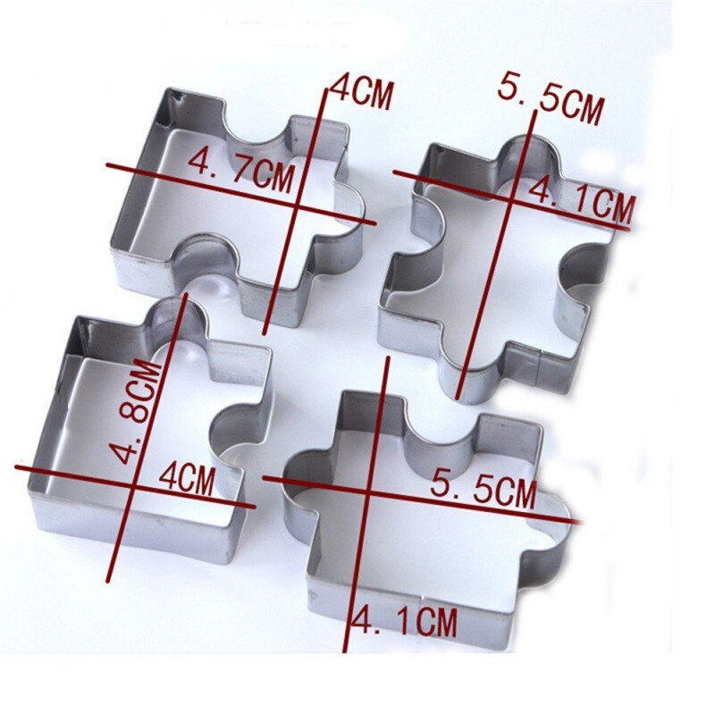 4Pcs/set 3D Puzzle Shape Stainless Steel  Cookie Cutter