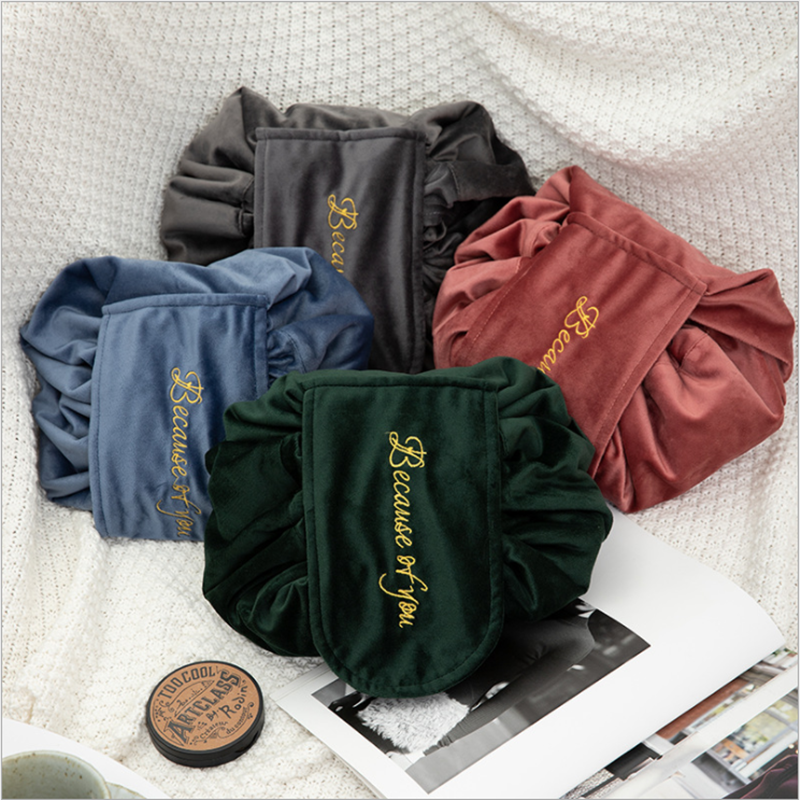 Solid Color Soft Velvet Cosmetic  storage Bags