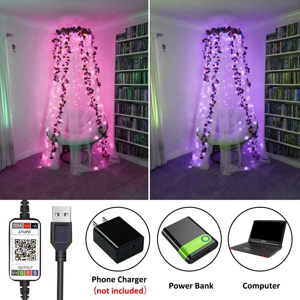 LED String Light Bluetooth App Control Copper Wire String Lamp Waterproof Outdoor Fairy Lights for Christmas Tree Decoration